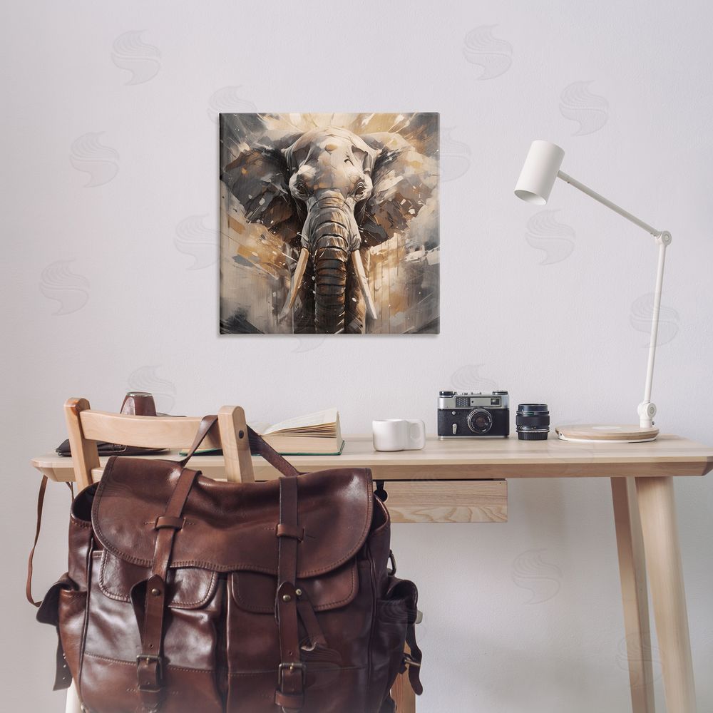 Noah Bay Modern Splatter Elephant Canvas Wall Art Print in Room