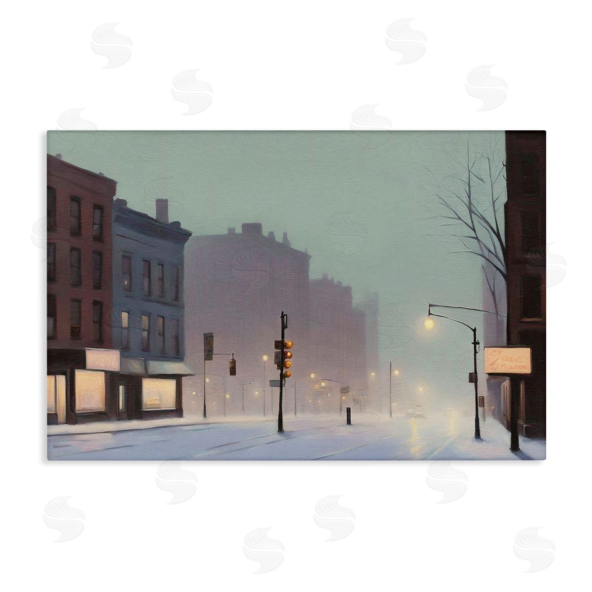 Foggy City Street Canvas Wall Art, Home Decor by Noah Bay