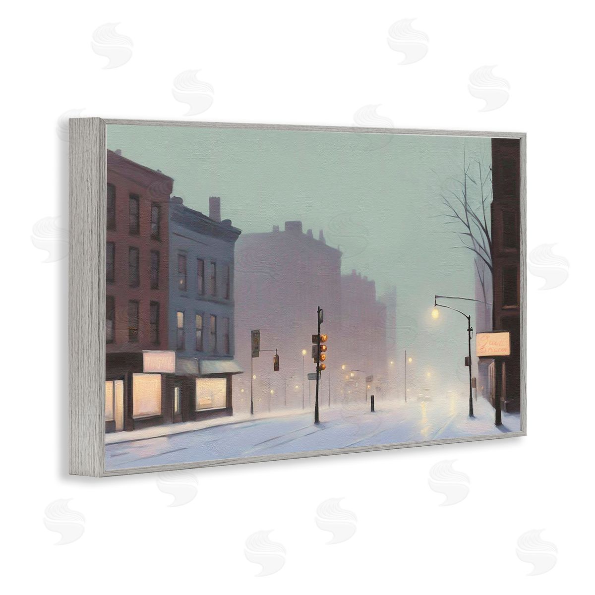 Foggy City Street Grey Frame Print Wall Art, Home Decor by Noah Bay