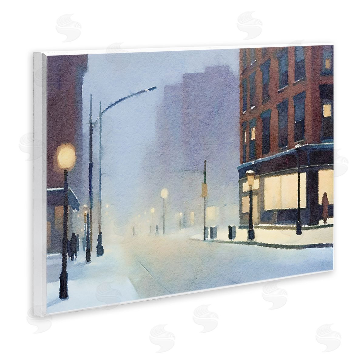 Misty Winter City Street Wood Plaque Wall Art, Home Decor by Noah Bay