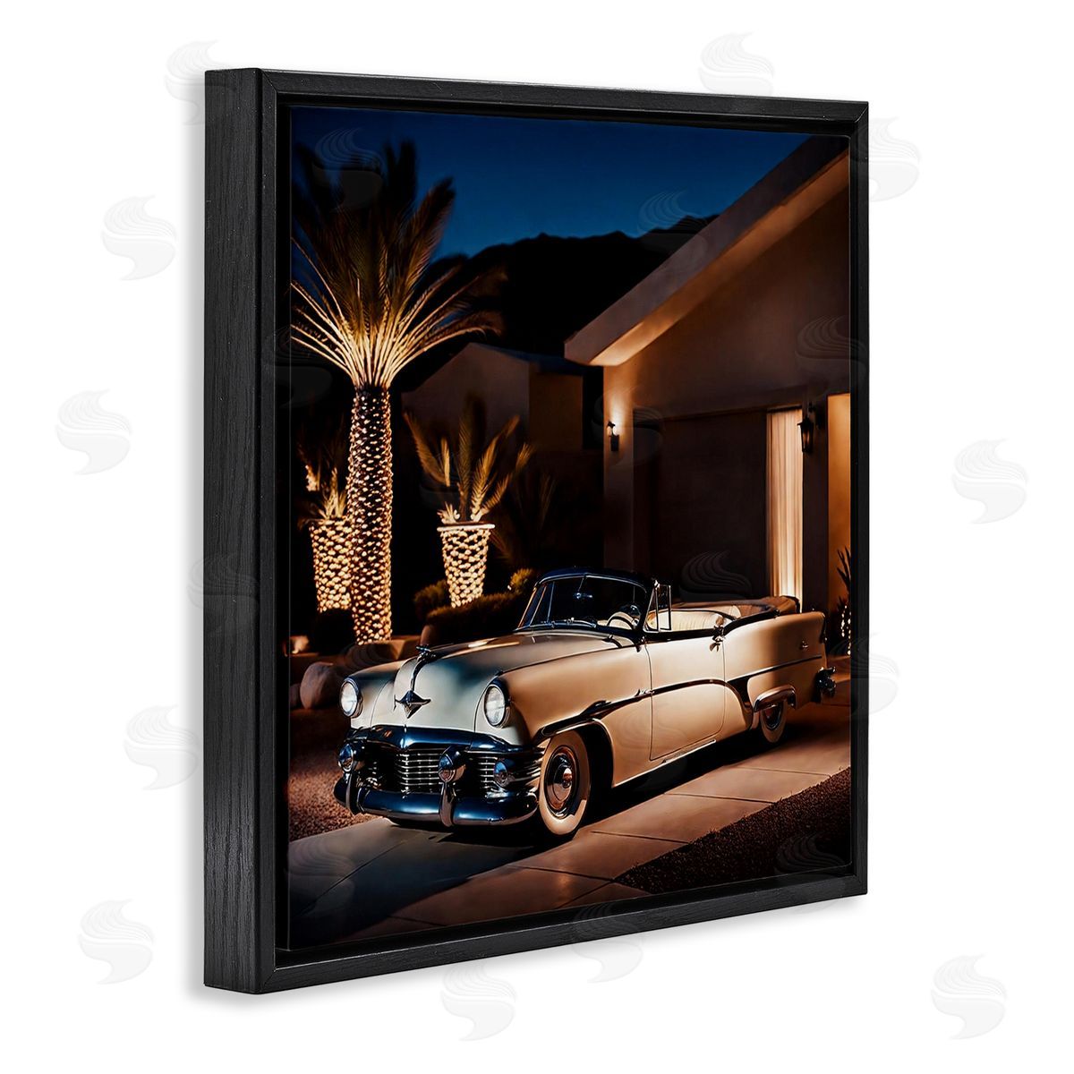 Noah Bay Miami Wheels Classic Car Black Floating Frame Canvas Wall Art Print