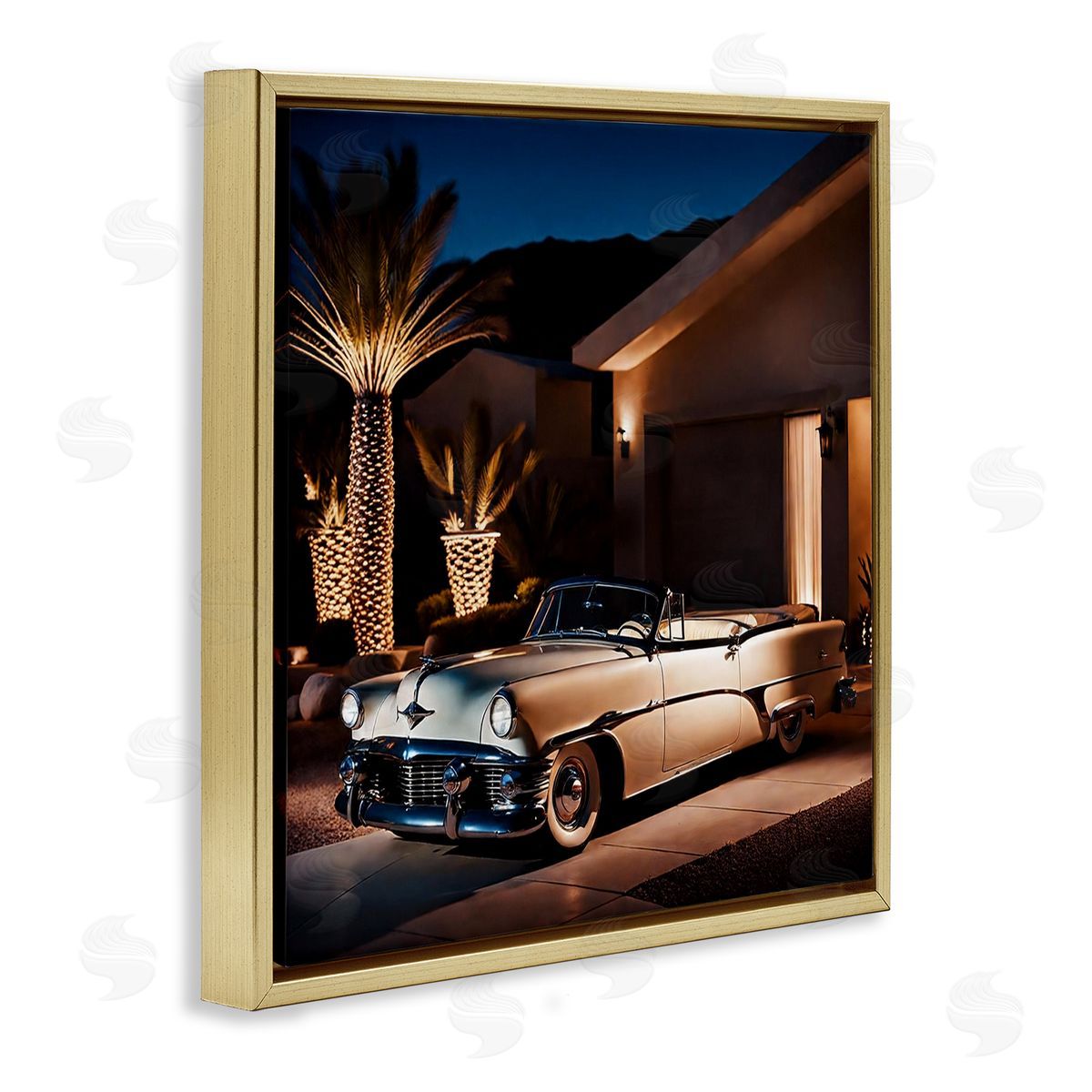 Noah Bay Miami Wheels Classic Car Gold Floating Frame Canvas Wall Art Print