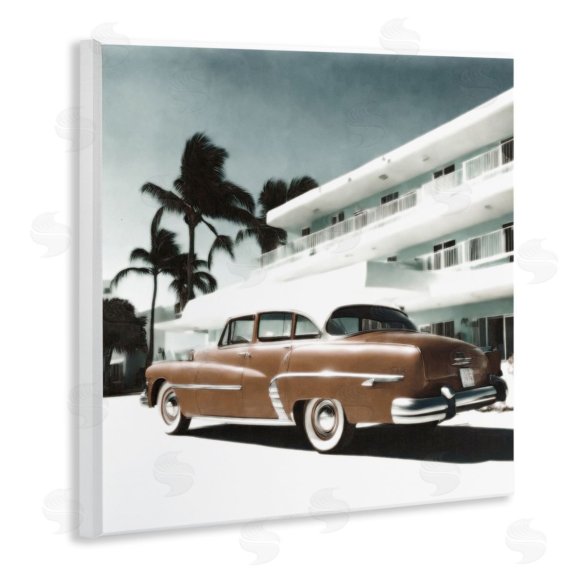 Noah Bay Miami Classic Automobile Wooden Wall Plaque Art Print