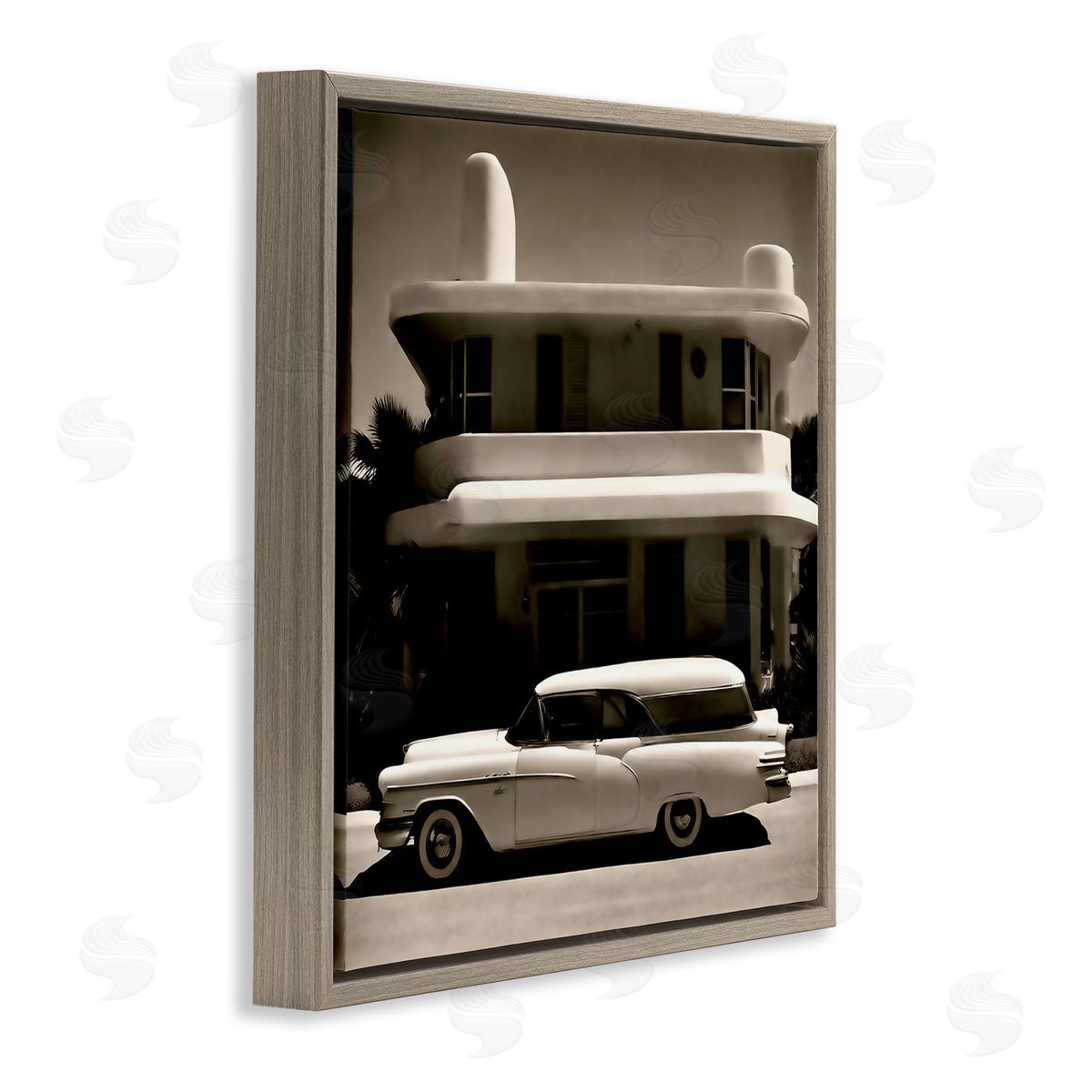 Noah Bay Sleek Classic Car Brown Floating Frame Canvas Wall Art Print