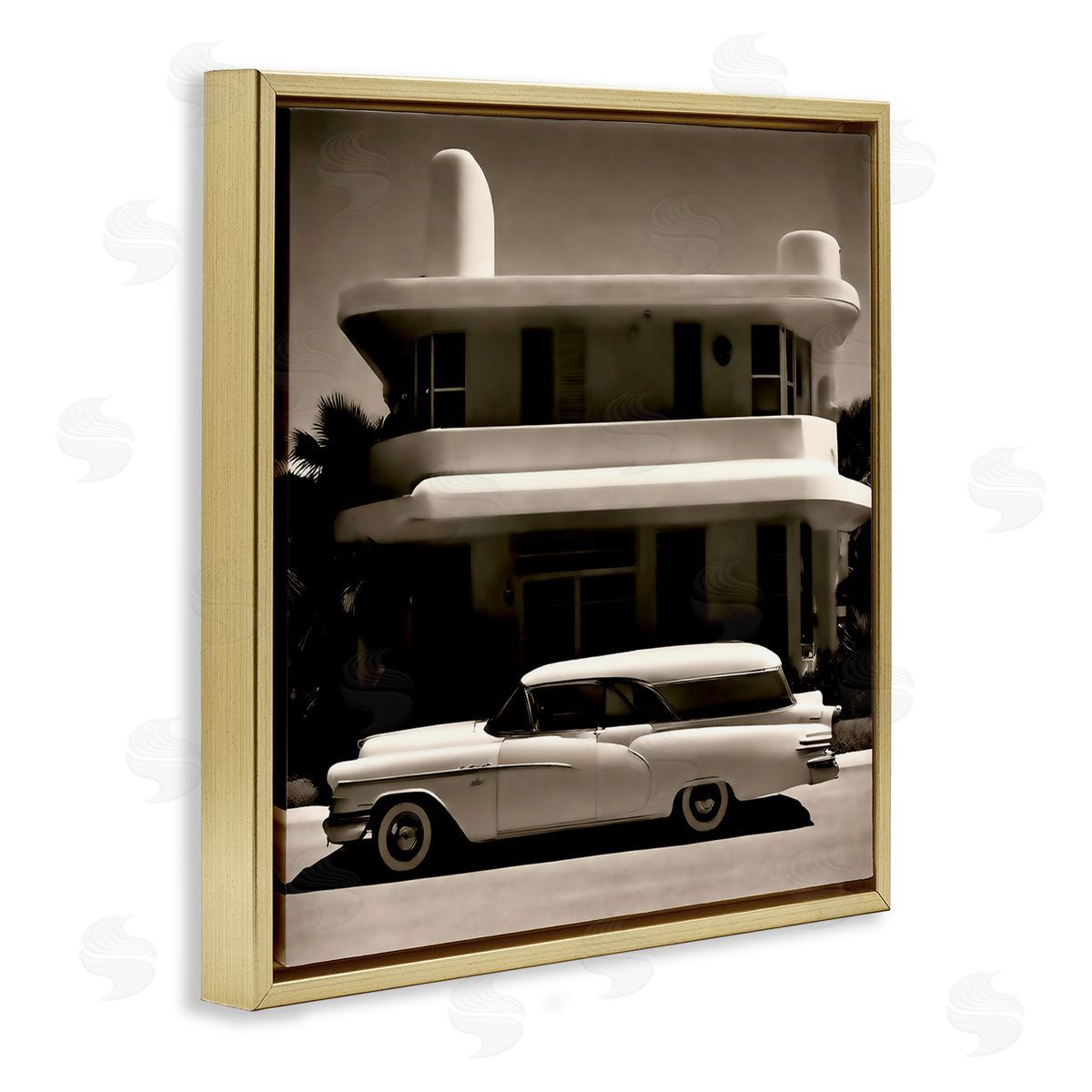 Noah Bay Sleek Classic Car Gold Floating Frame Canvas Wall Art Print