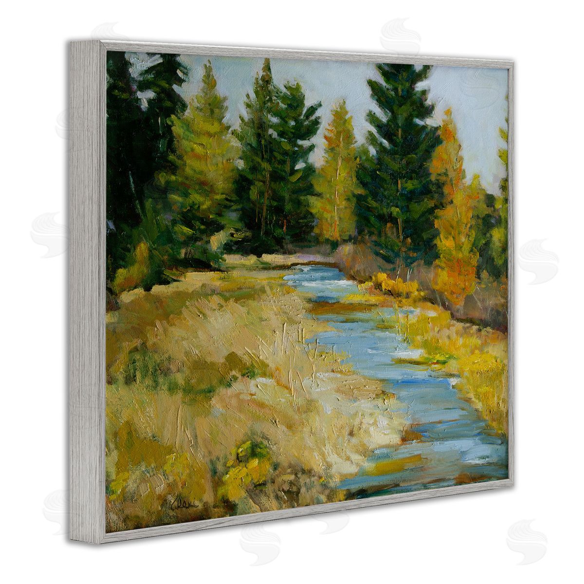 Alexi Fine A Fine Creekside Landscape Gray Framed Giclee Wall Art Print