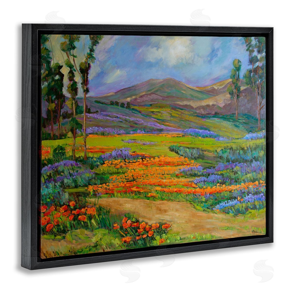 Alexi Fine Bountiful Meadow Landscape Black Floating Frame Canvas Wall Art Print