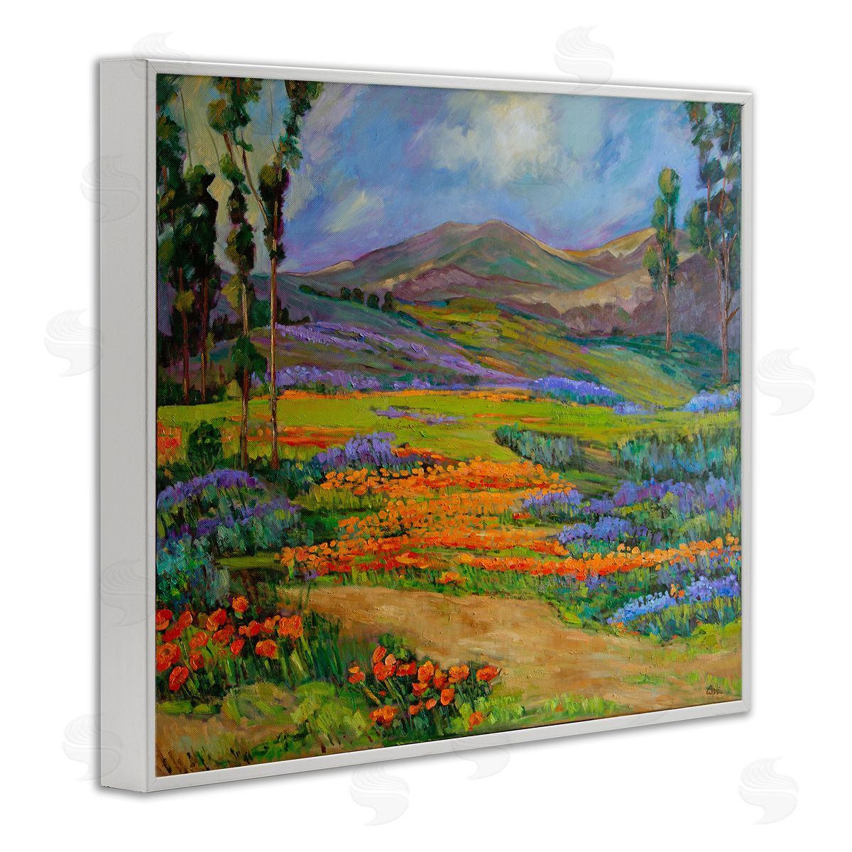 Alexi Fine Bountiful Meadow Landscape White Framed Giclee Wall Art Print