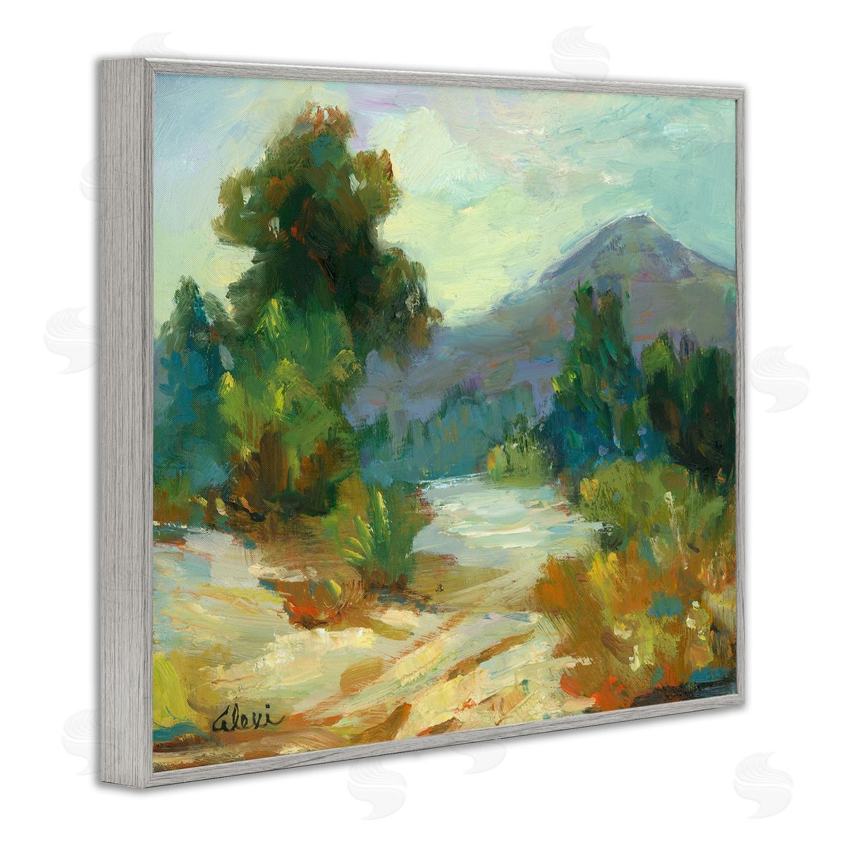 Alexi Fine Fall Time Mountain View Gray Framed Giclee Wall Art Print