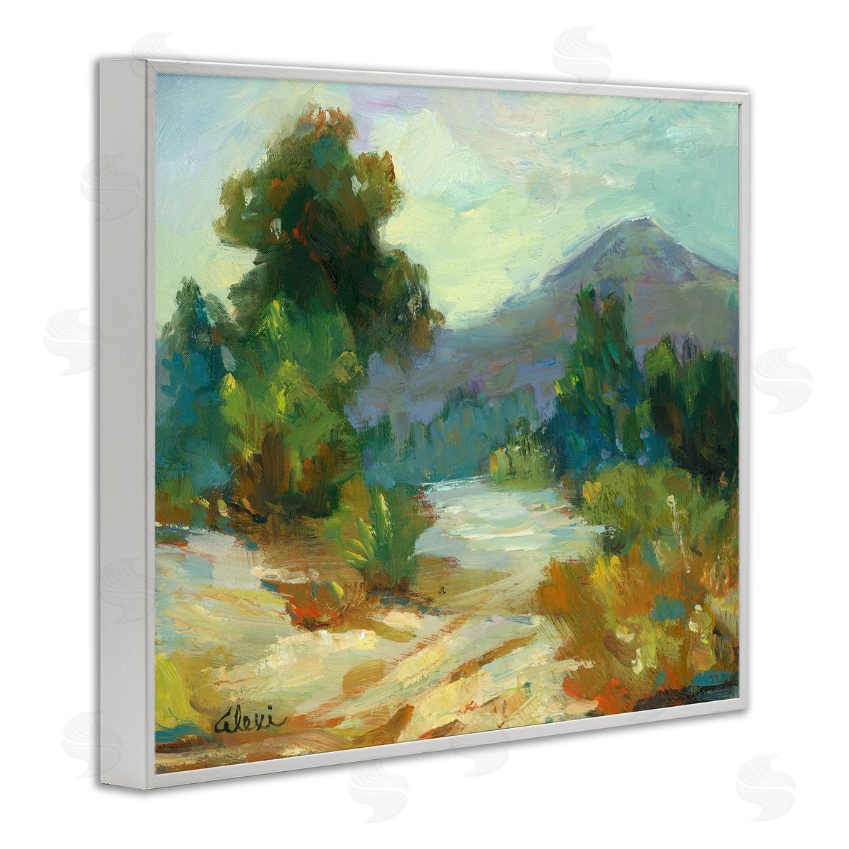 Alexi Fine Fall Time Mountain View White Framed Giclee Wall Art Print