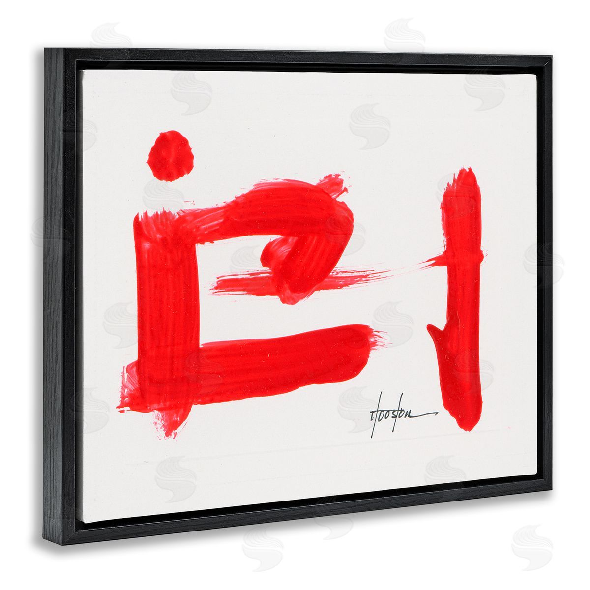 Daniel Houston Abstract Red Symbol Black Floating Frame Canvas Wall Art Print