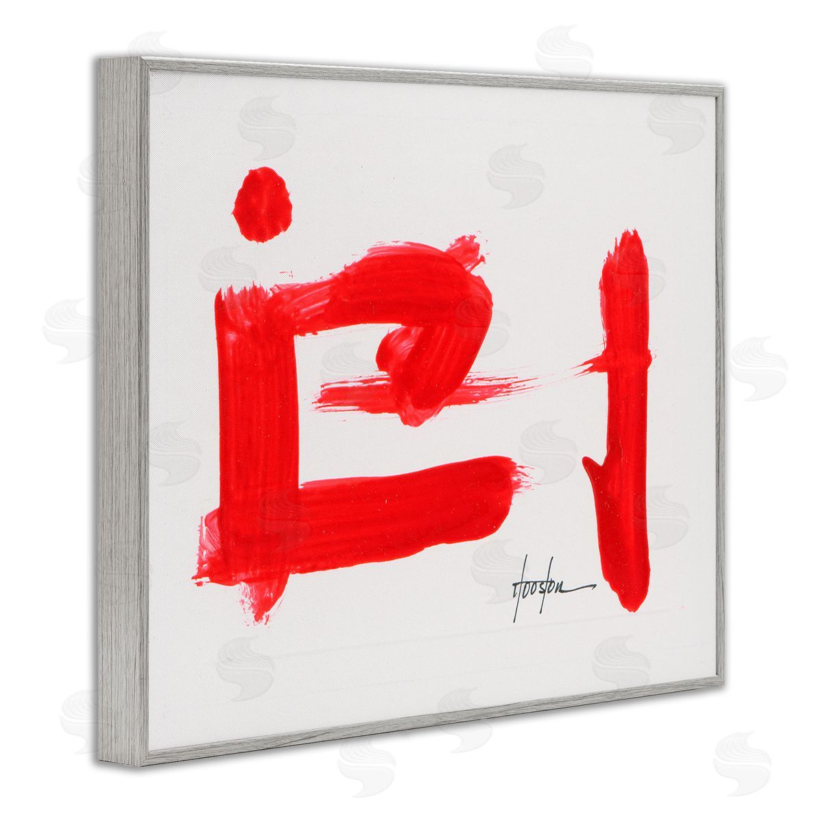 Daniel Houston Abstract Red Symbol Gray Framed Giclee Wall Art Print