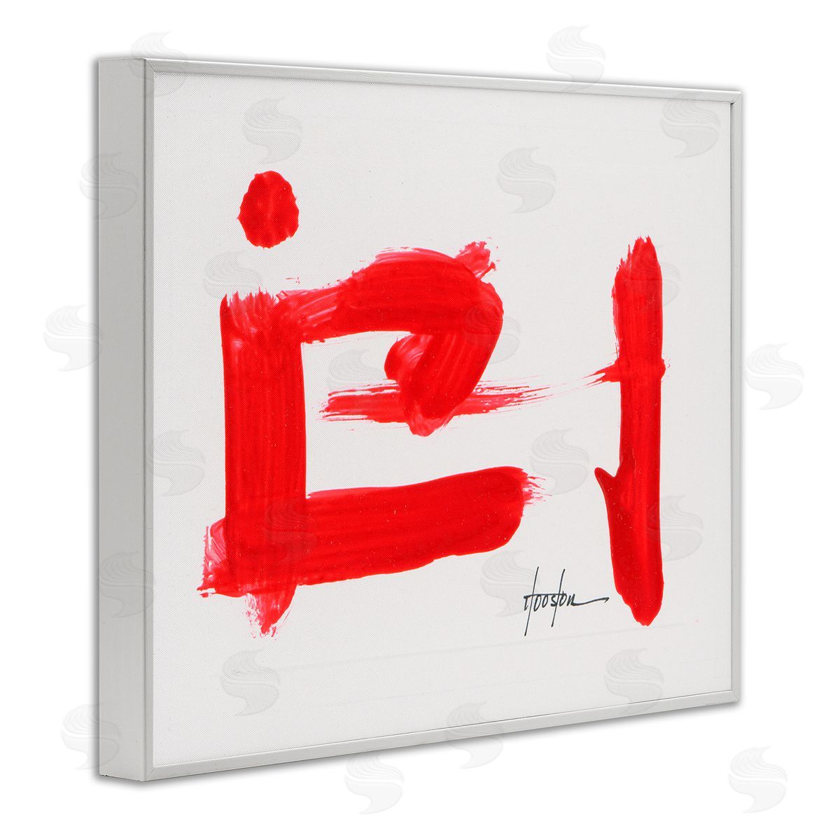 Daniel Houston Abstract Red Symbol White Framed Giclee Wall Art Print