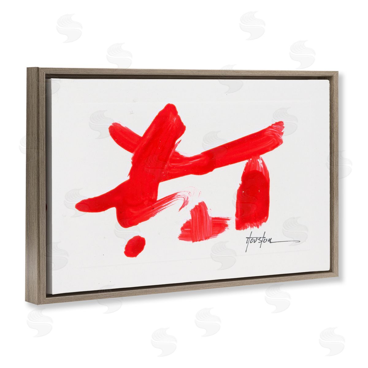 Meaningful Brushed Symbol Brown Floating Frame Canvas Wall Art, Home Decor by Daniel Houston