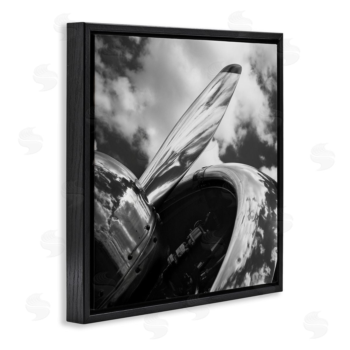 Chip Forelli Propeller with Cloud Reflection Black Floating Frame Canvas Wall Art Print