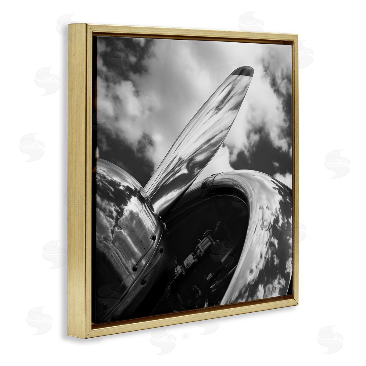 Chip Forelli Propeller with Cloud Reflection Gold Floating Frame Canvas Wall Art Print