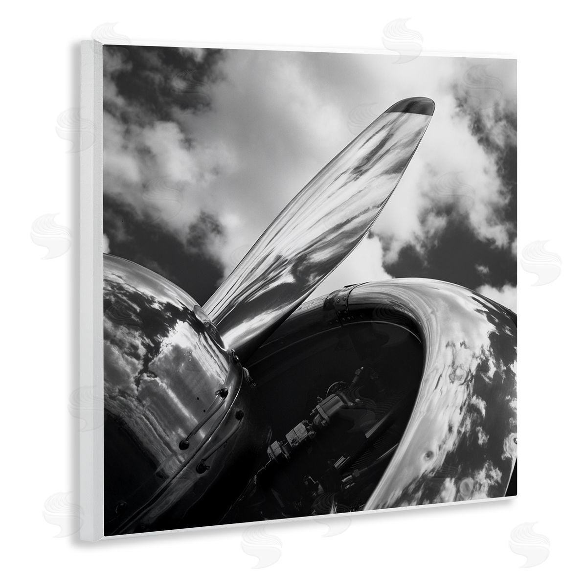 Chip Forelli Propeller with Cloud Reflection Wooden Wall Plaque Art Print