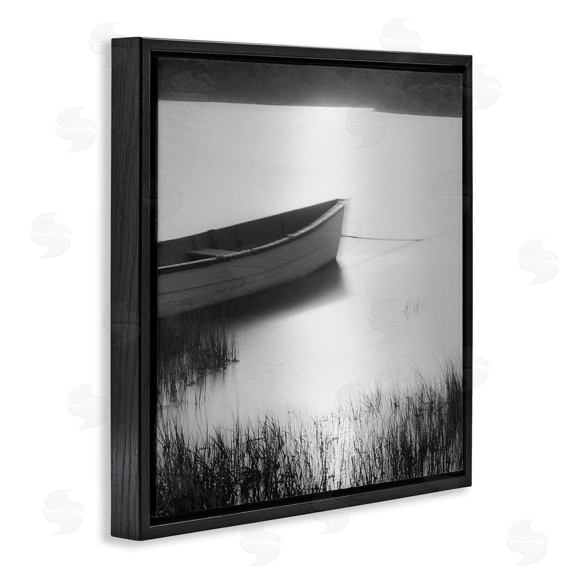 Chip Forelli Rowboat on Peaceful Shore Black Floating Frame Canvas Wall Art Print