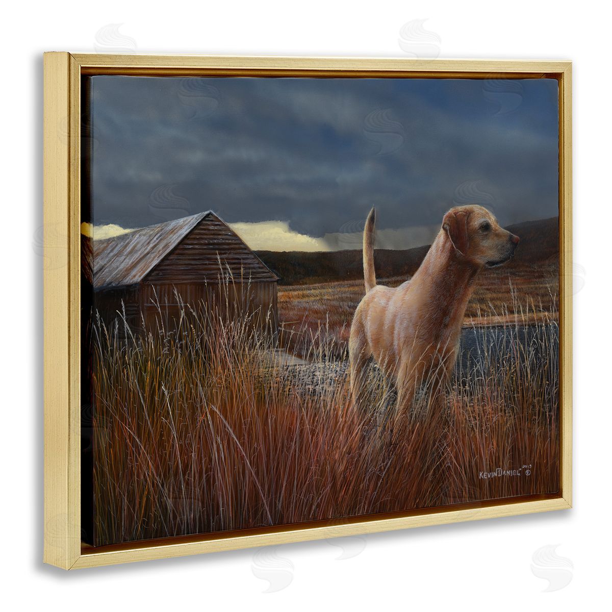 Kevin Daniel Alert Dog by Cabin Gold Floating Frame Canvas Wall Art Print