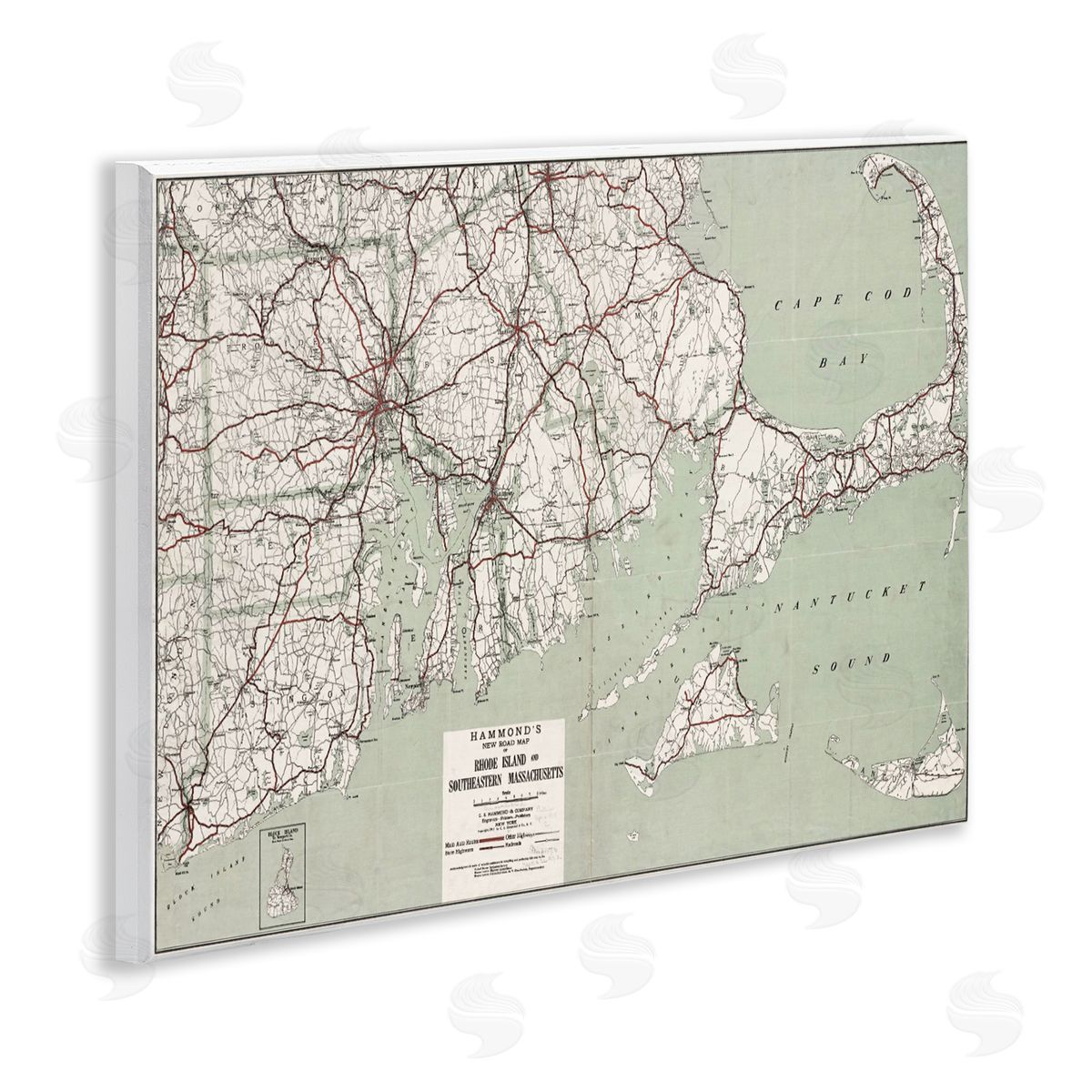 Graffitee Studios Cape Cod & RI Map Wooden Wall Plaque Art Print
