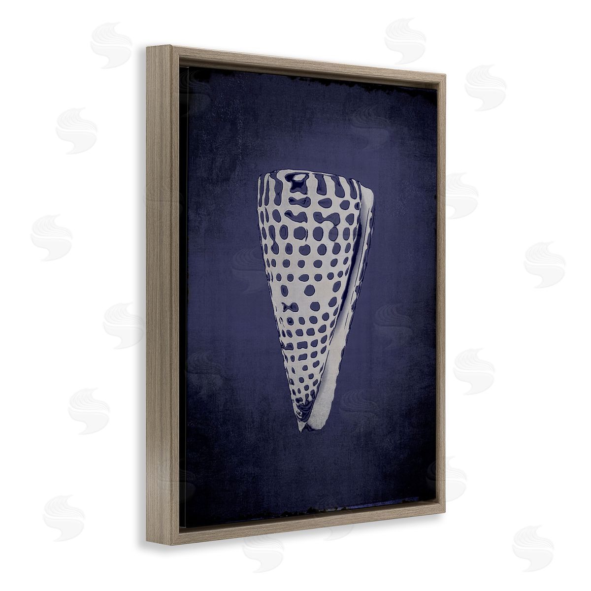 Nautical Cone Shell Brown Floating Frame Canvas Wall Art, Home Decor by Graffi*tee Studios