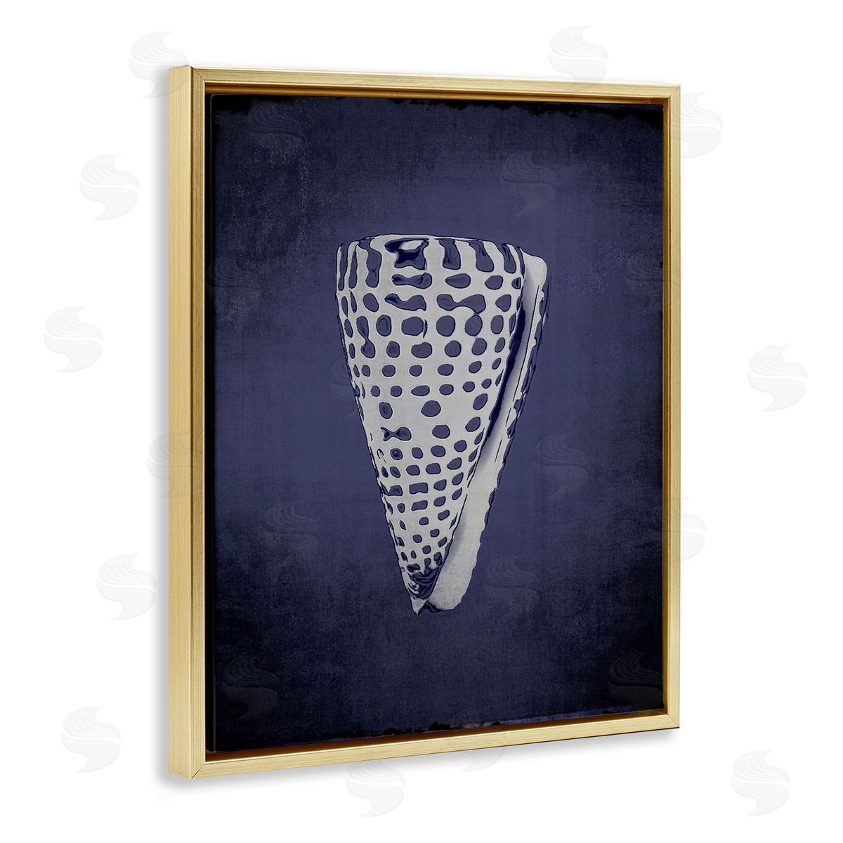 Nautical Cone Shell Gold Floating Frame Canvas Wall Art, Home Decor by Graffi*tee Studios