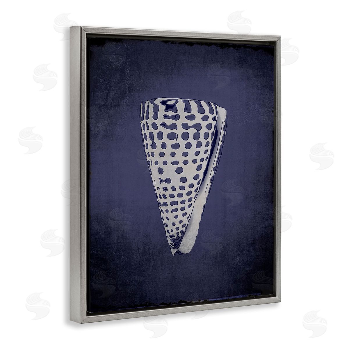Nautical Cone Shell Grey Floating Frame Canvas Wall Art, Home Decor by Graffi*tee Studios