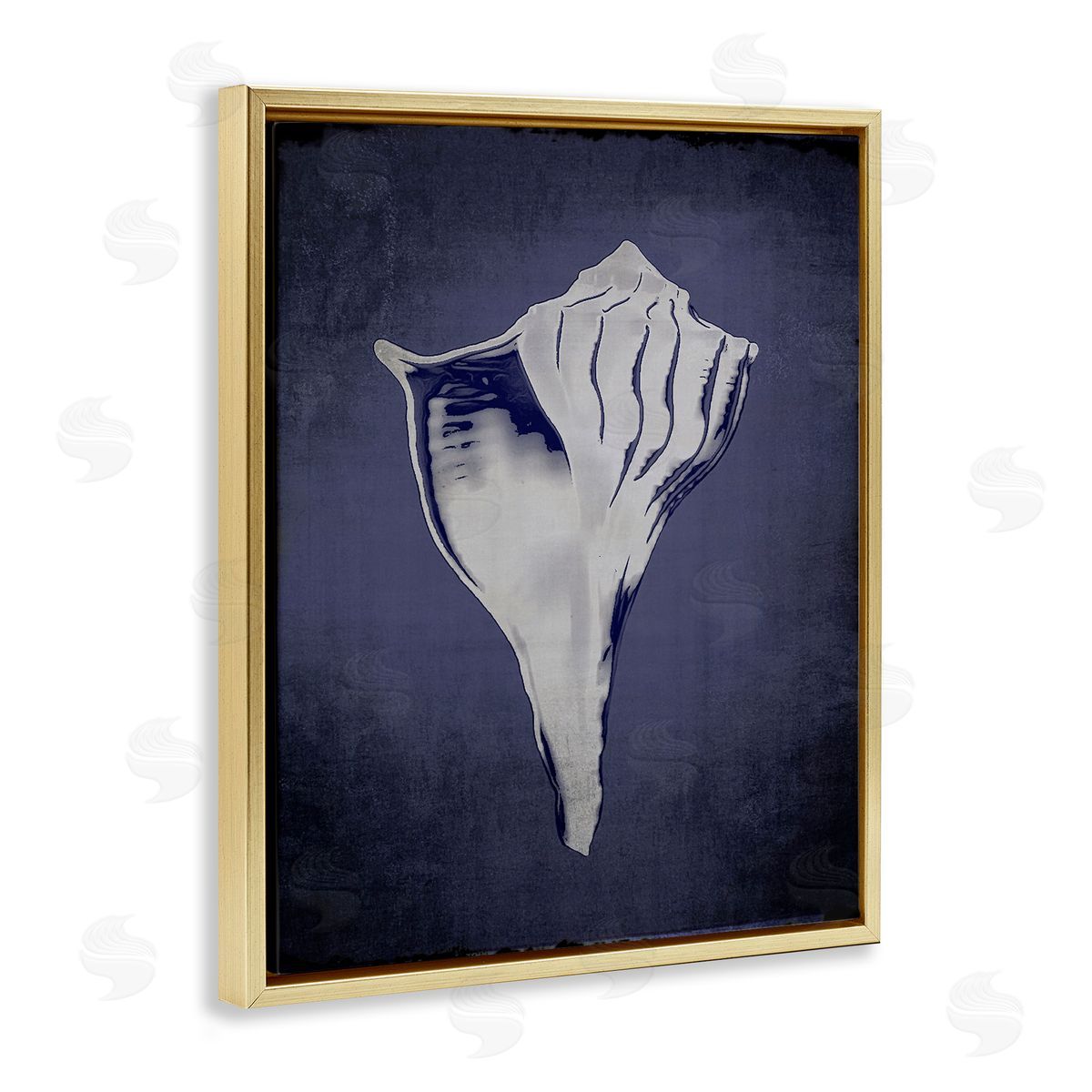 Lightning Whelk on Indigo Gold Floating Frame Canvas Wall Art, Home Decor by Graffi*tee Studios