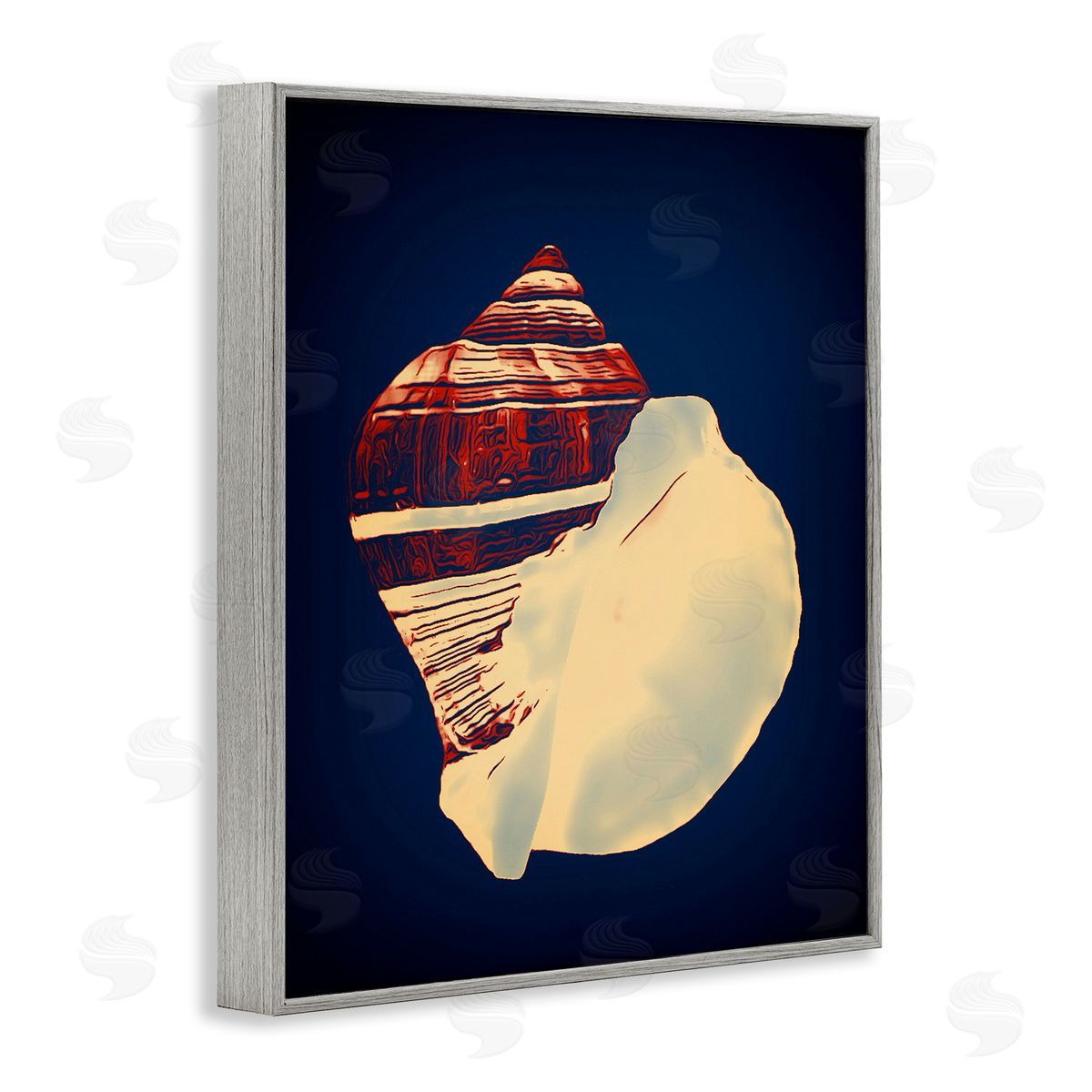 Fiber Conch on Blue Grey Frame Print Wall Art, Home Decor by Graffi*tee Studios