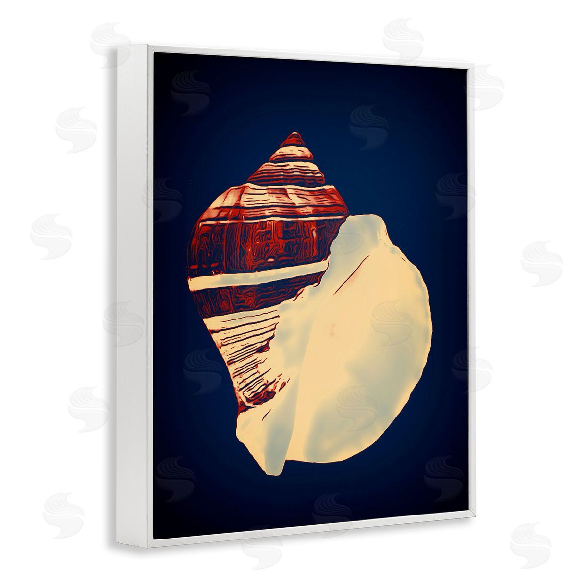 Fiber Conch on Blue White Frame Print Wall Art, Home Decor by Graffi*tee Studios