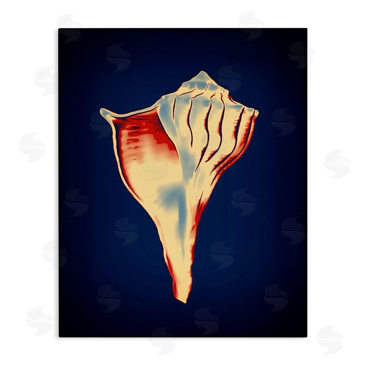Lightning Whelk on Blue Canvas Wall Art, Home Decor by Graffi*tee Studios