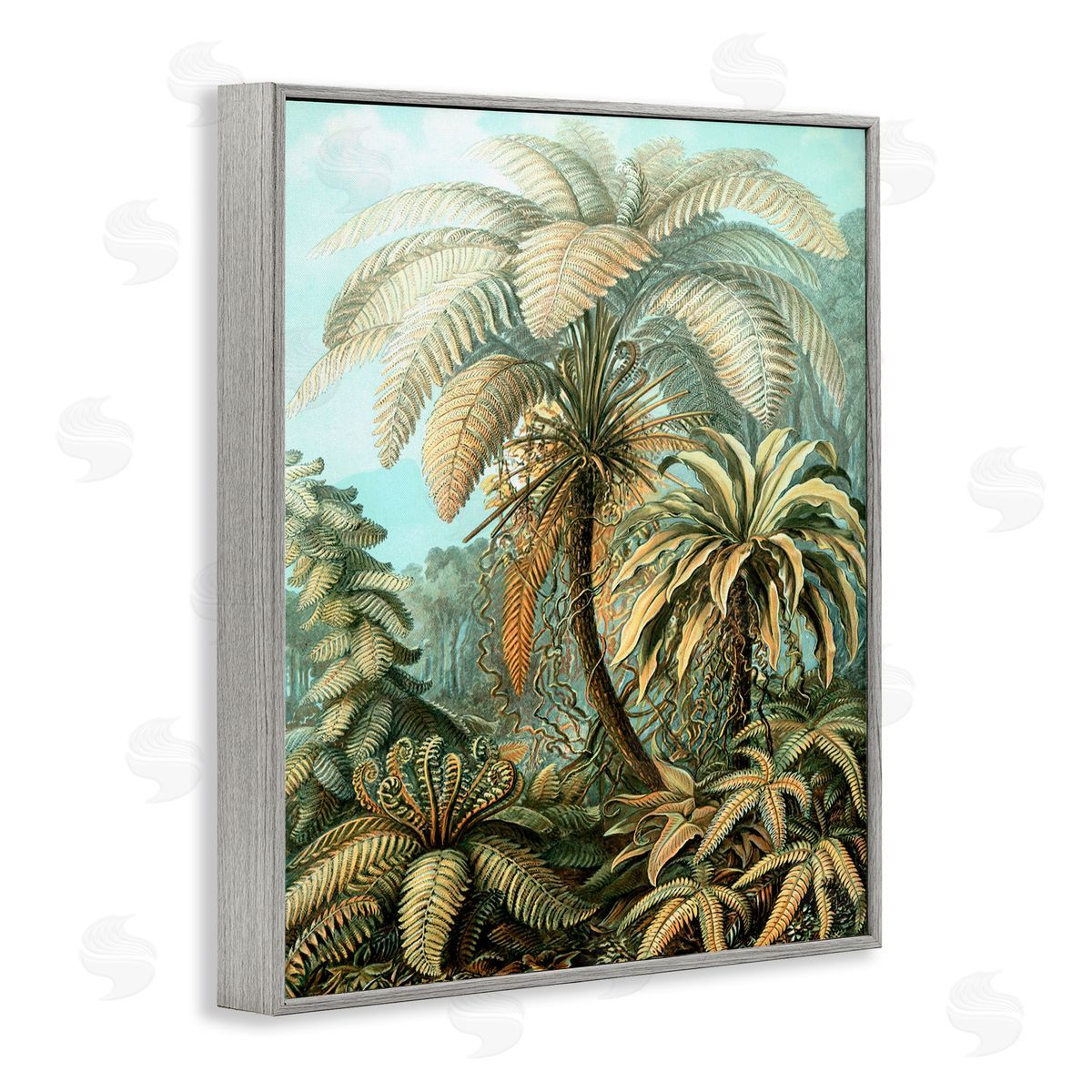 Detailed Palm Tree Leaves Grey Frame Print Wall Art, Home Decor by Graffi*tee Studios