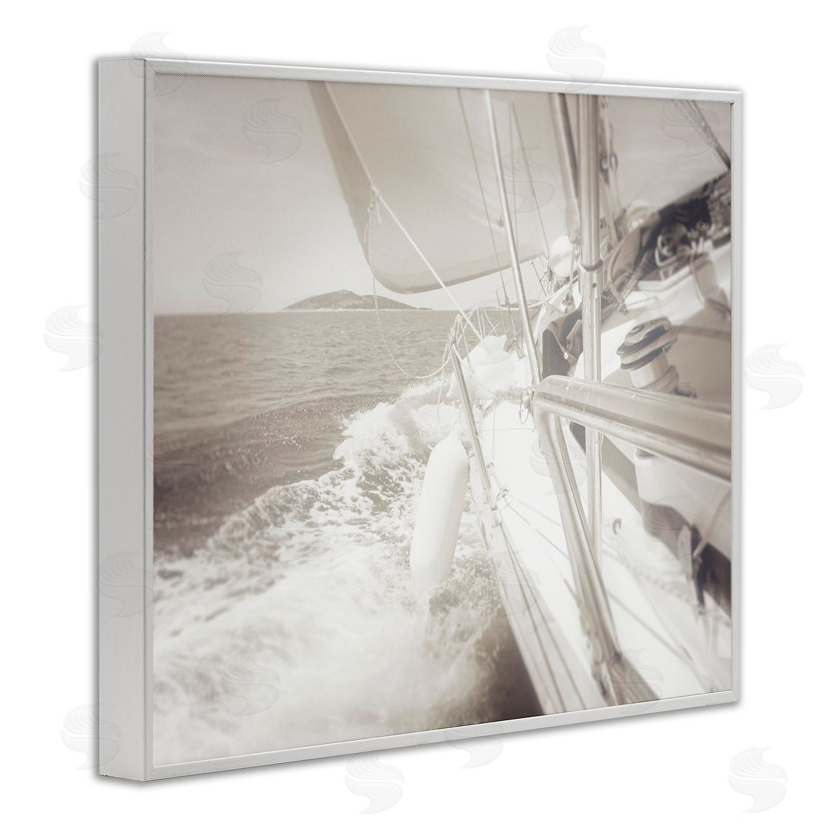 Graffitee Studios Splashing Boat Bow White Framed Giclee Wall Art Print