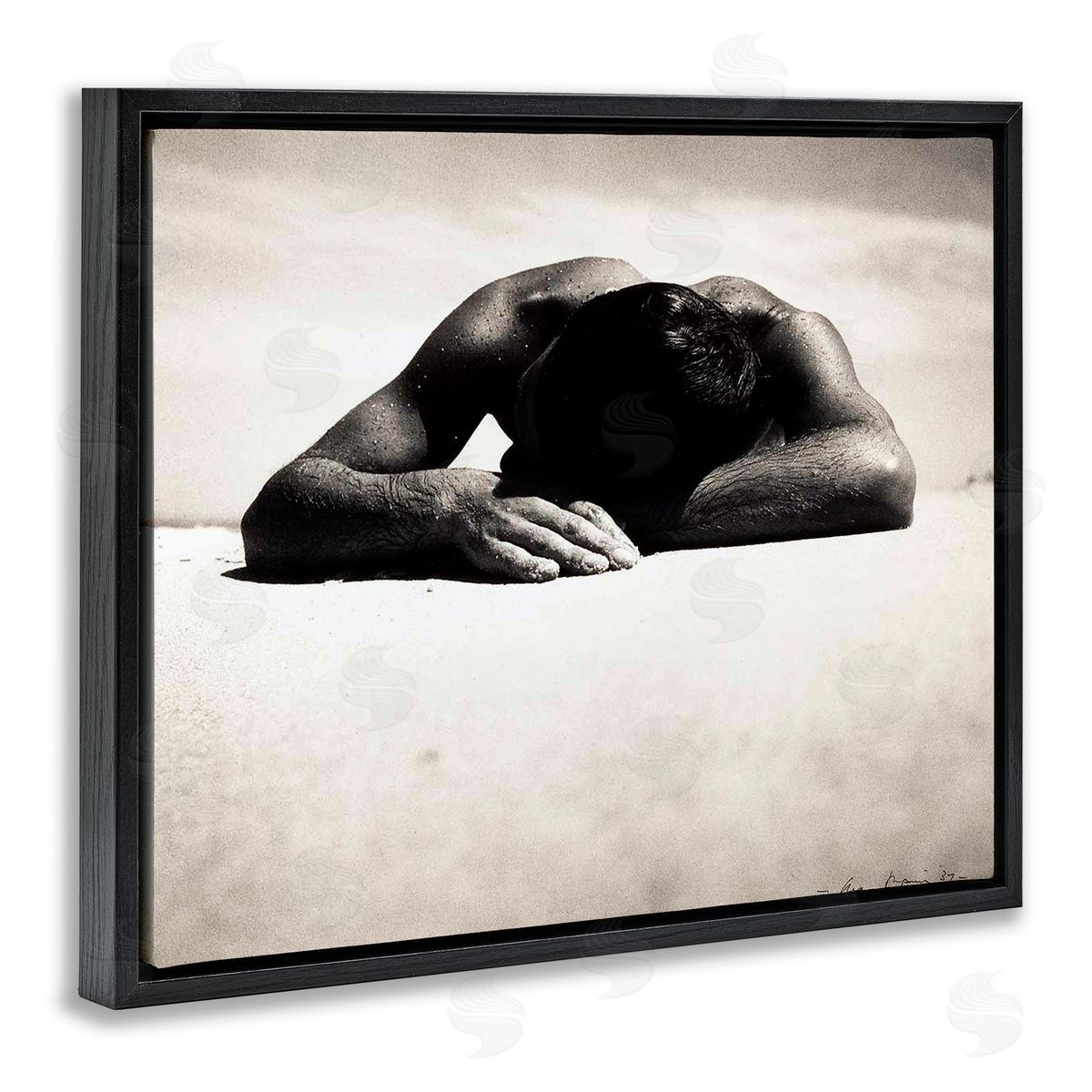 Graffitee Studios Sunbaker Beach Photography Black Floating Frame Canvas Wall Art Print