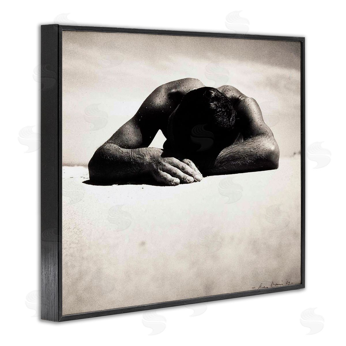 Graffitee Studios Sunbaker Beach Photography Black Framed Giclee Wall Art Print