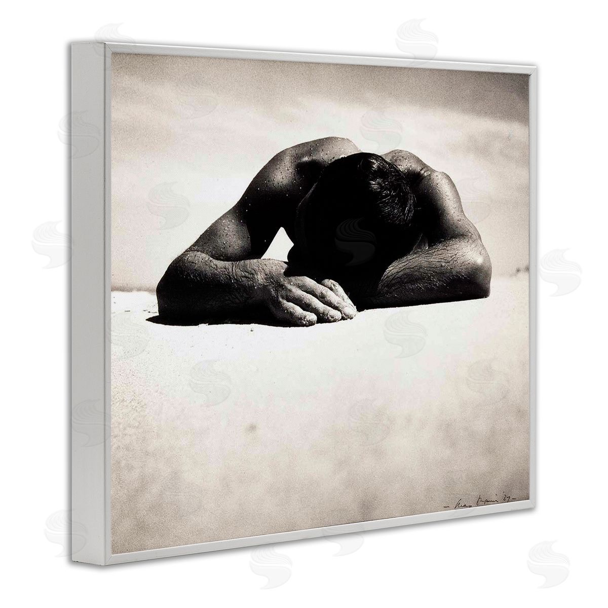 Graffitee Studios Sunbaker Beach Photography White Framed Giclee Wall Art Print