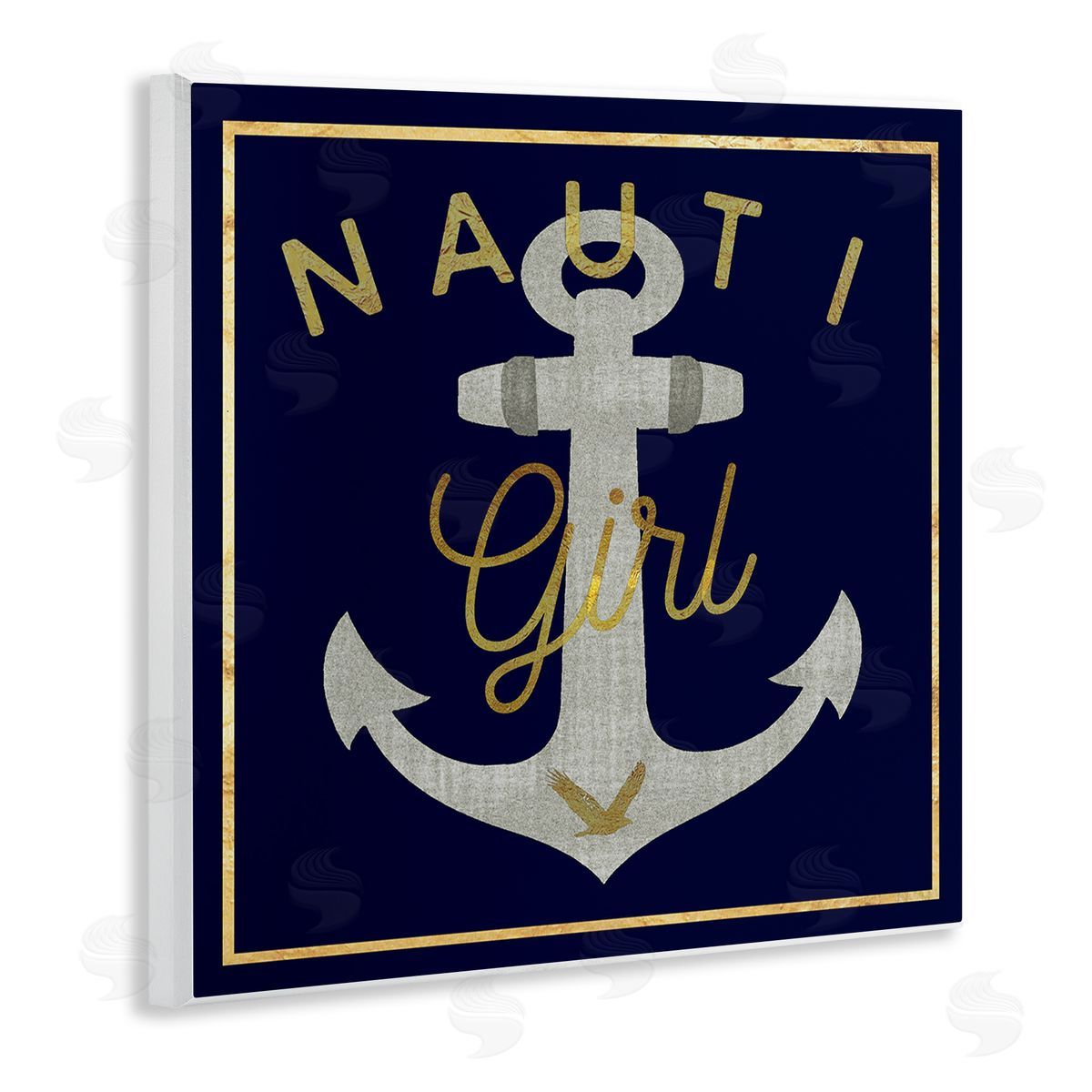 Graffitee Studios Nauti Girl with Anchor Wooden Wall Plaque Art Print