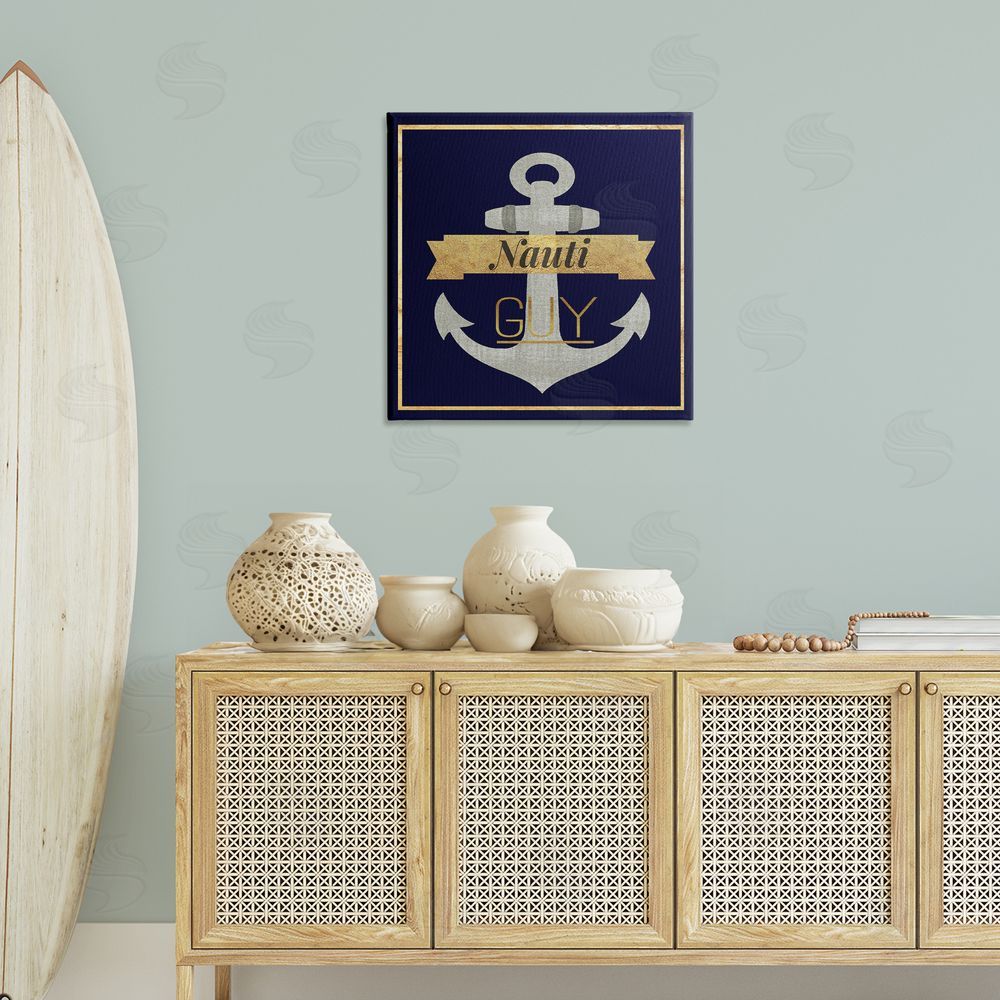 Graffitee Studios Nauti Guy with Anchor Canvas Wall Art Print in Room