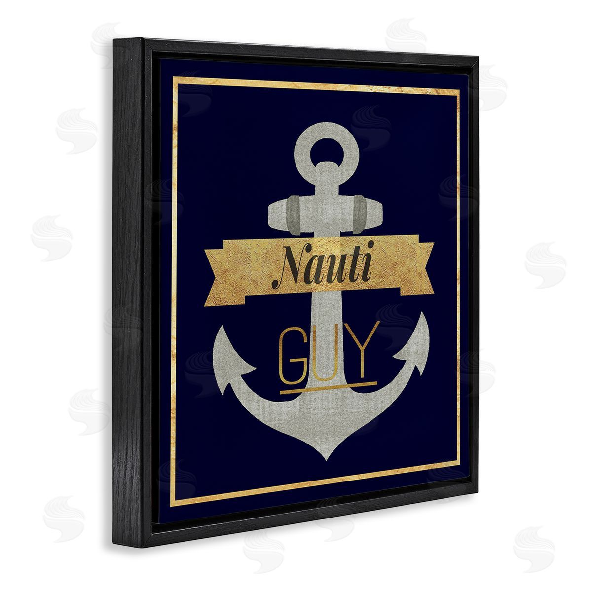 Graffitee Studios Nauti Guy with Anchor Black Floating Frame Canvas Wall Art Print