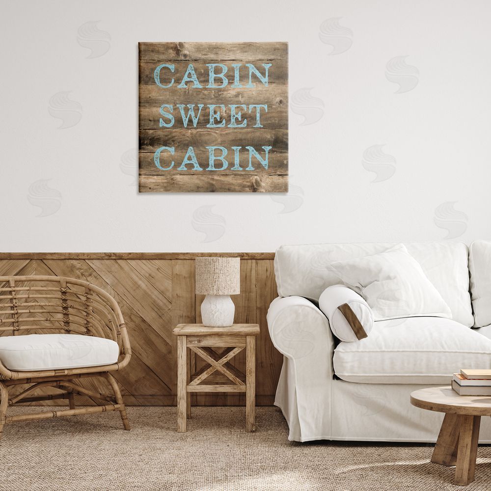 Graffitee Studios Sweet Cabin Distressed Rustic Canvas Wall Art Print in Room