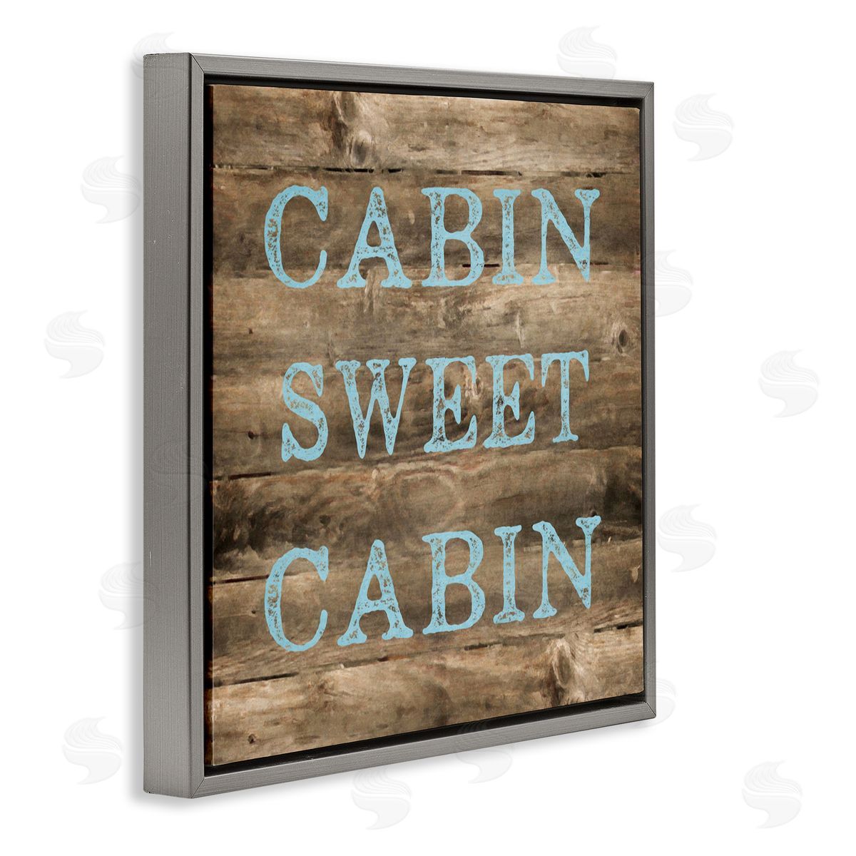 Graffitee Studios Sweet Cabin Distressed Rustic Gray Floating Frame Canvas Wall Art Print