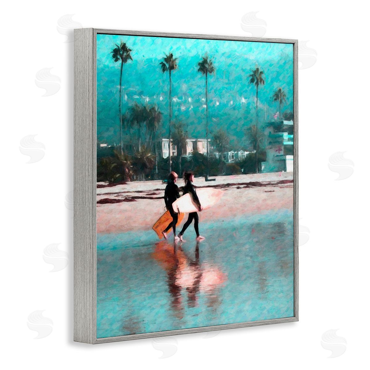 Surfers Beach Break Grey Frame Print Wall Art, Home Decor by Graffi*tee Studios