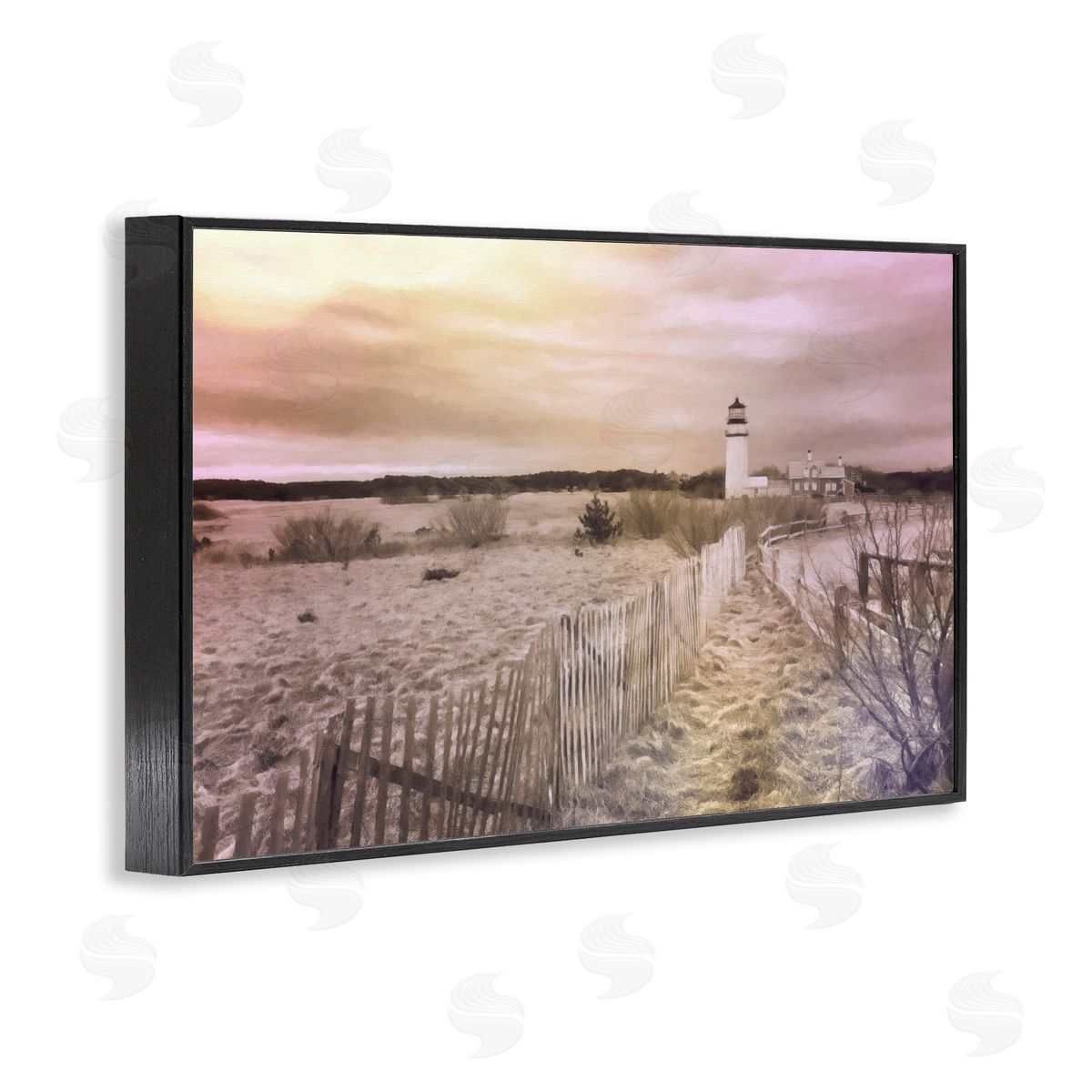 Path To Lighthouse View Black Frame Print Wall Art, Home Decor by Graffi*tee Studios