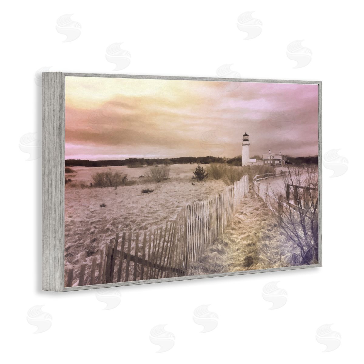 Path To Lighthouse View Grey Frame Print Wall Art, Home Decor by Graffi*tee Studios
