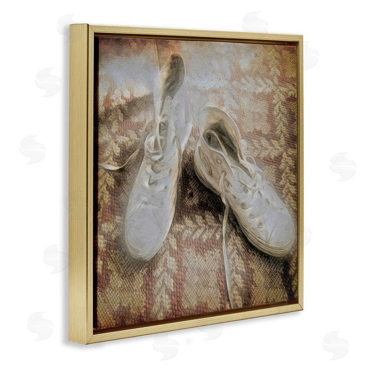 Graffitee Studios Vintage Classic High Tops Gold Floating Frame Canvas Wall Art Print