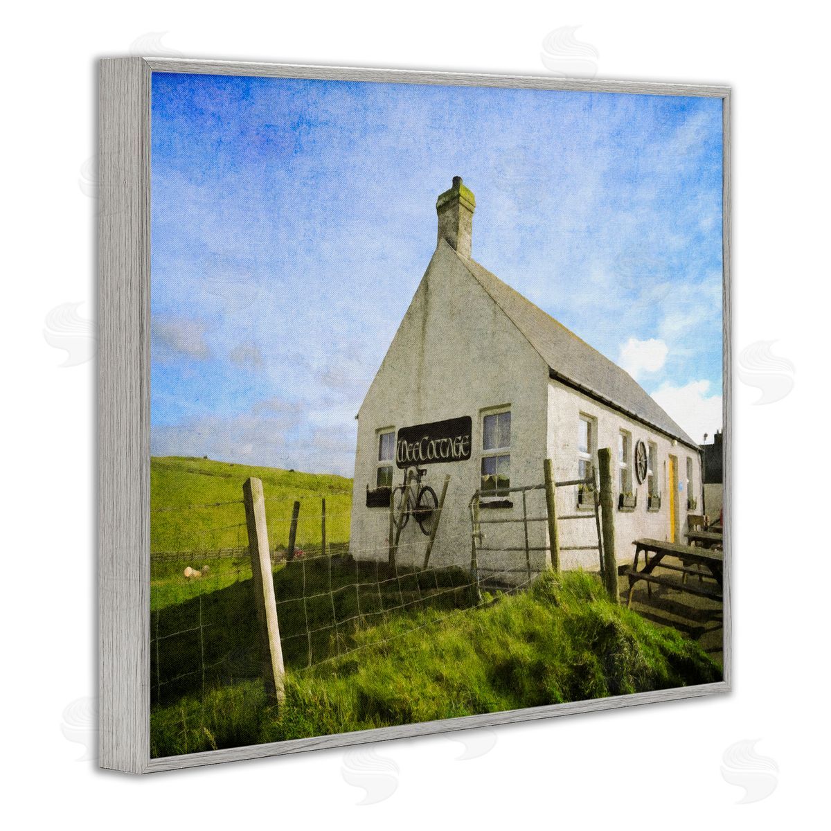 Graffitee Studios Wee Cottage Countryside Gray Framed Giclee Wall Art Print