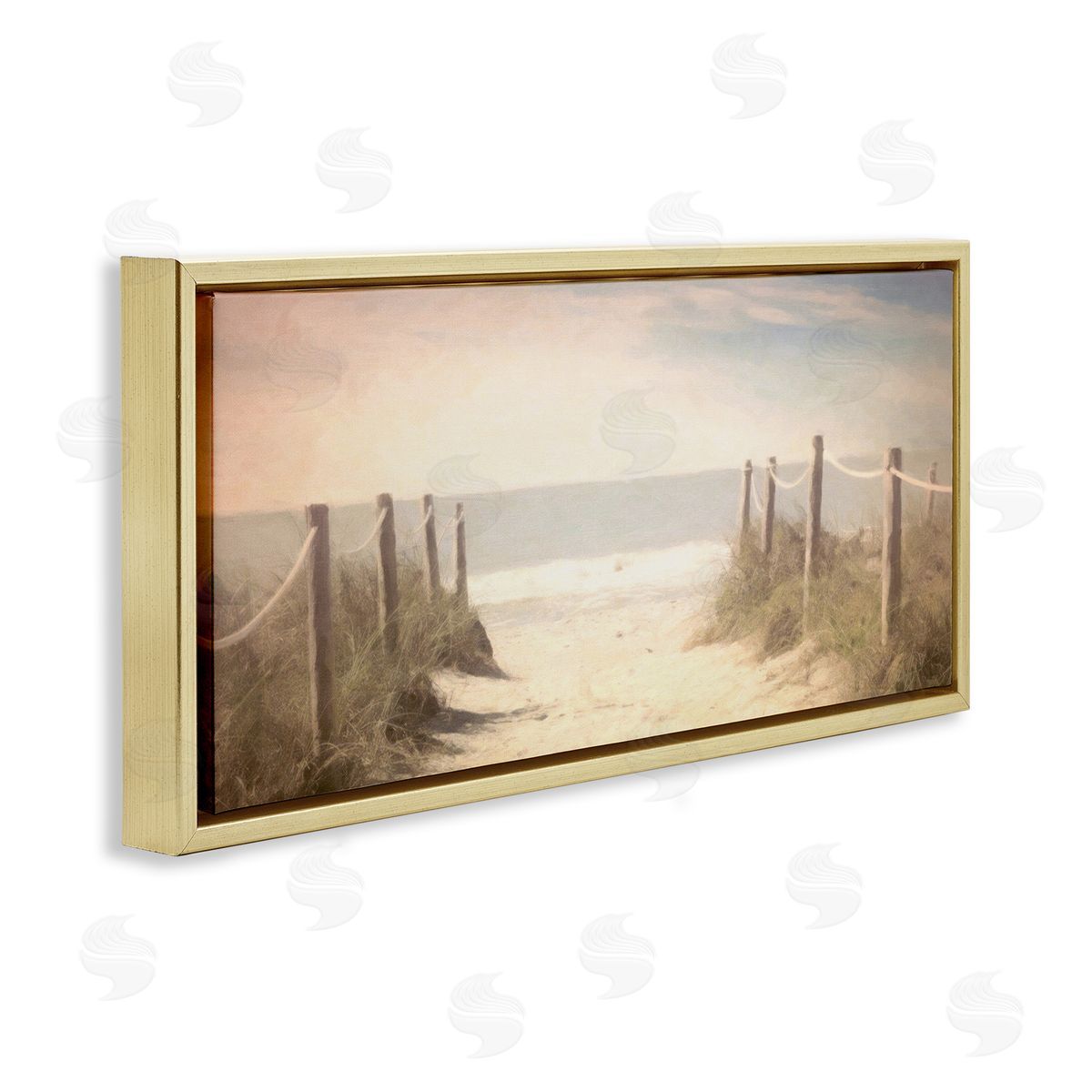 Dreamy Coastal Walkway Gold Floating Frame Canvas Wall Art, Home Decor by Graffi*tee Studios