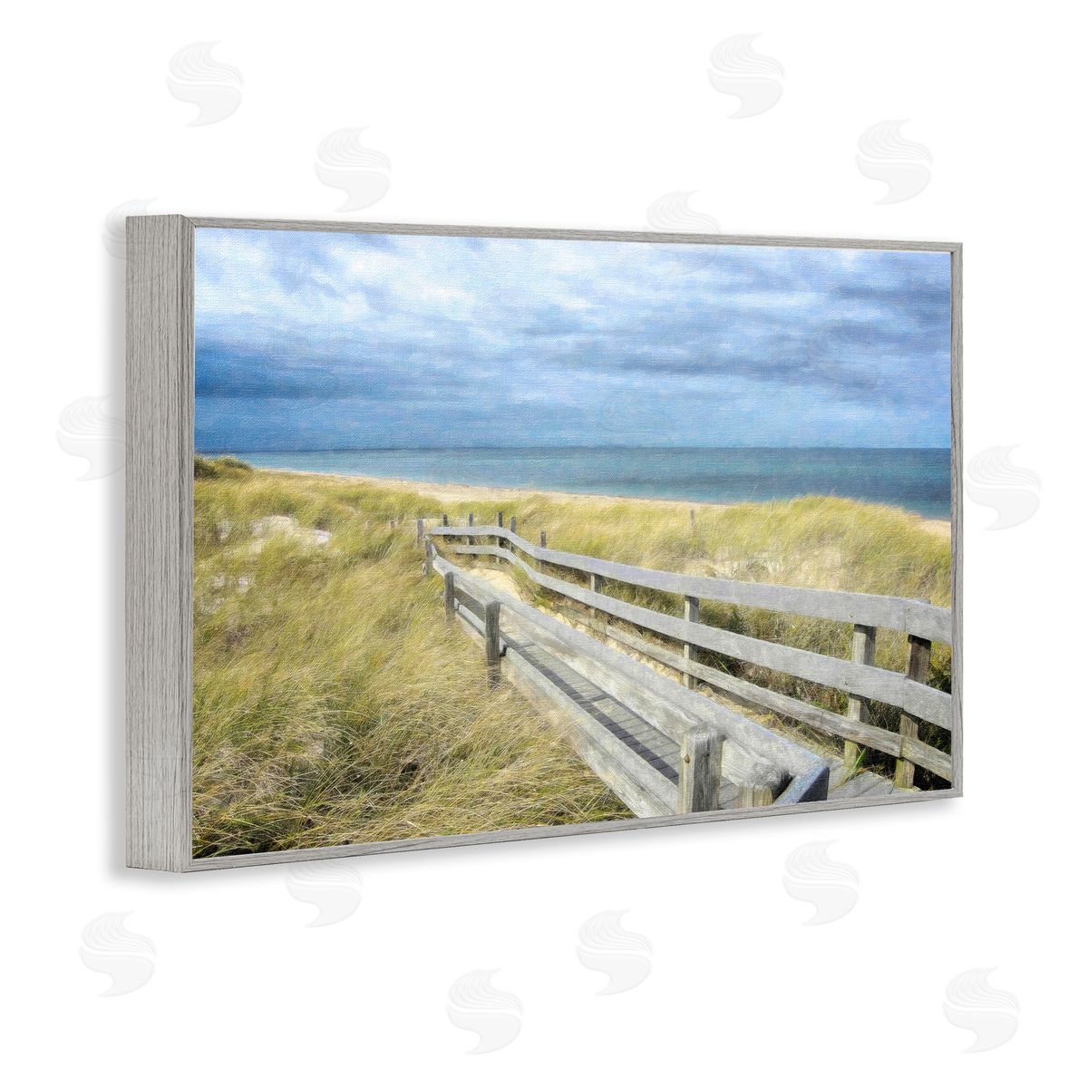 Sandy Boardwalk View Grey Frame Print Wall Art, Home Decor by Graffi*tee Studios