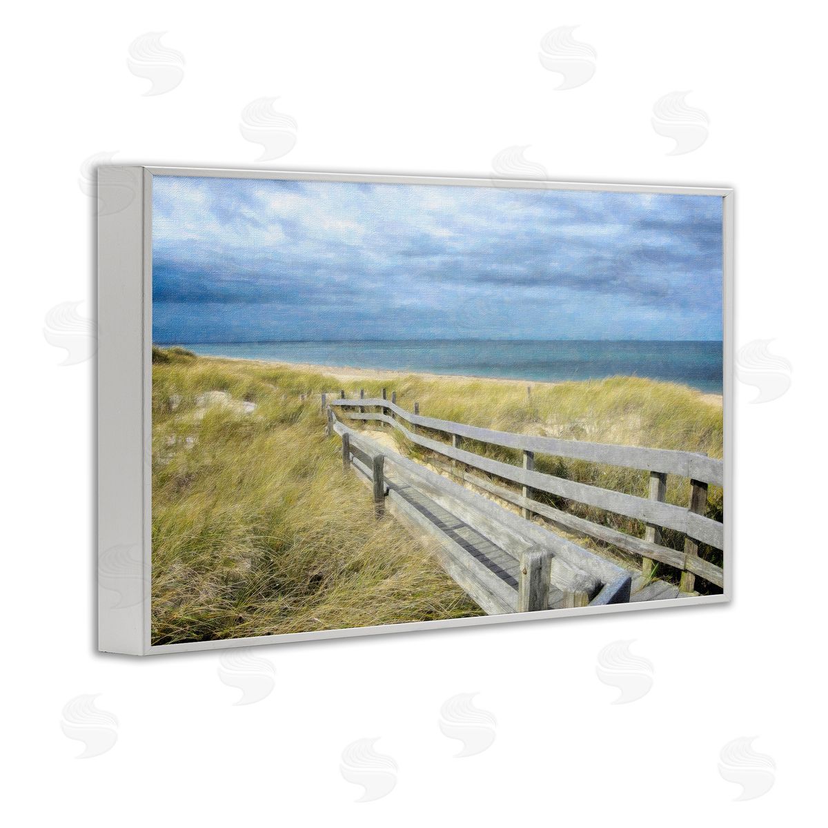 Sandy Boardwalk View White Frame Print Wall Art, Home Decor by Graffi*tee Studios