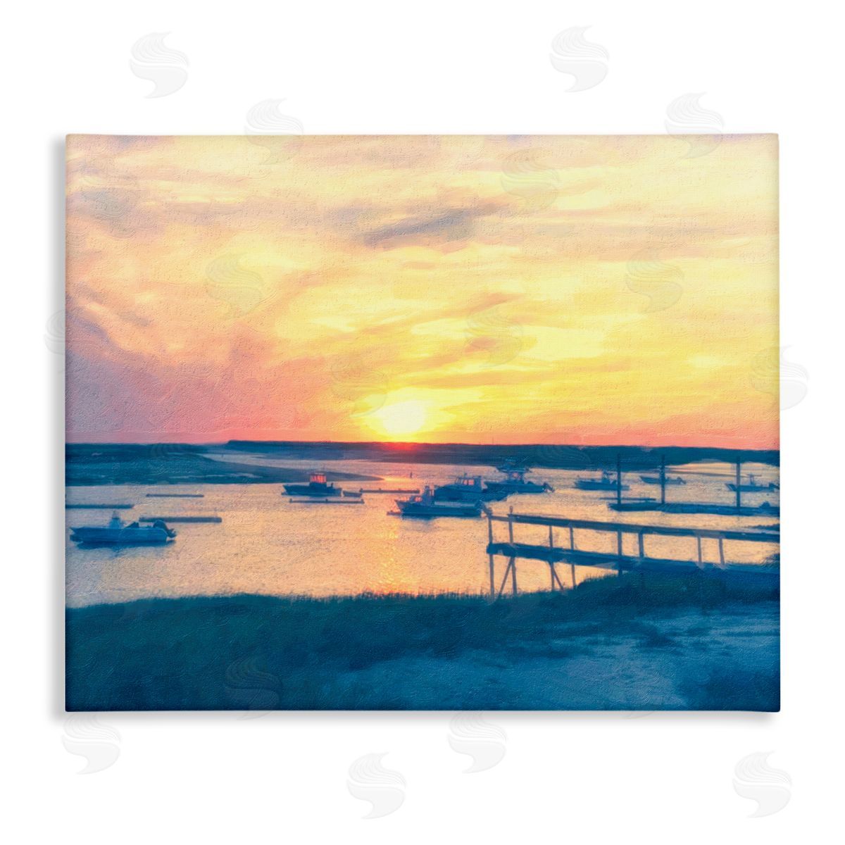 Boats Illuminated at Sunset Canvas Wall Art, Home Decor by Graffi*tee Studios